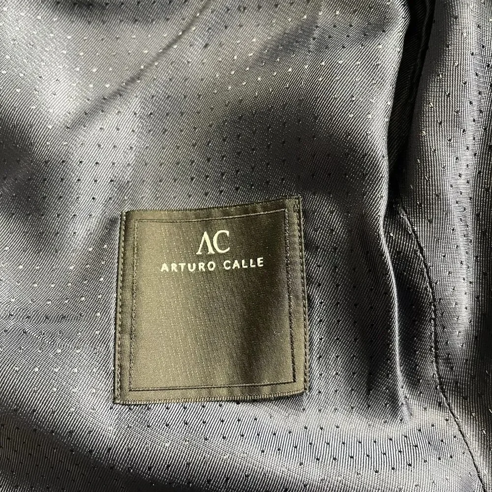 Arturo Calle Men 2pc Suit Drago Italian Fabric Super 110s Organic Wool 36R 30x29